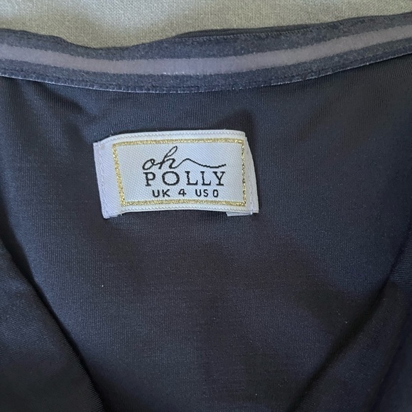 Oh Polly Get Down Tonight Ruche Bardot Mini Dress in Midnight Blue, Size 0. - Picture 2 of 6
